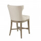 Elegant Cream Fabric Light Wood Swivel Seat Counter Stool Set 2
